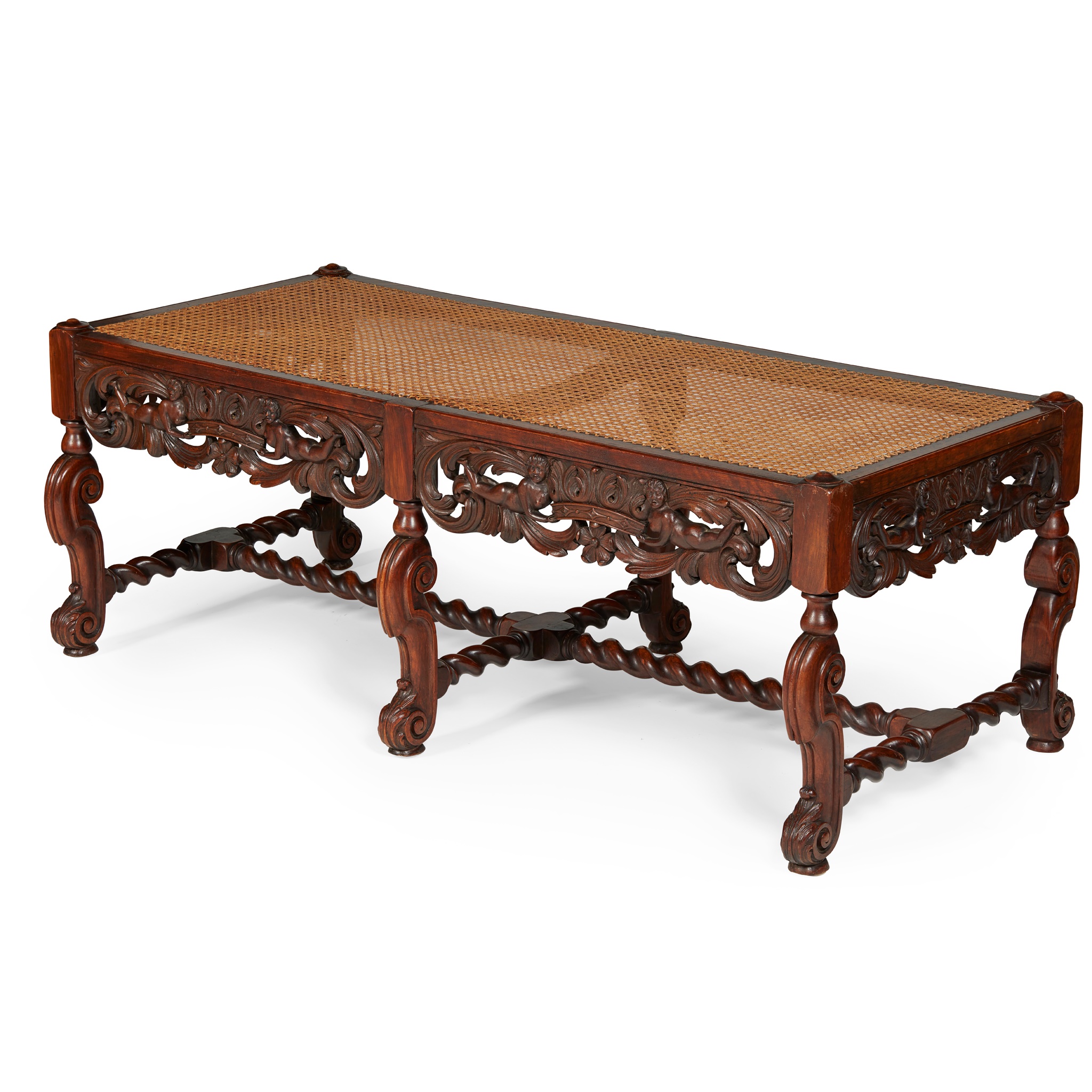 WILLIAM AND MARY STYLE WALNUT BENCH
