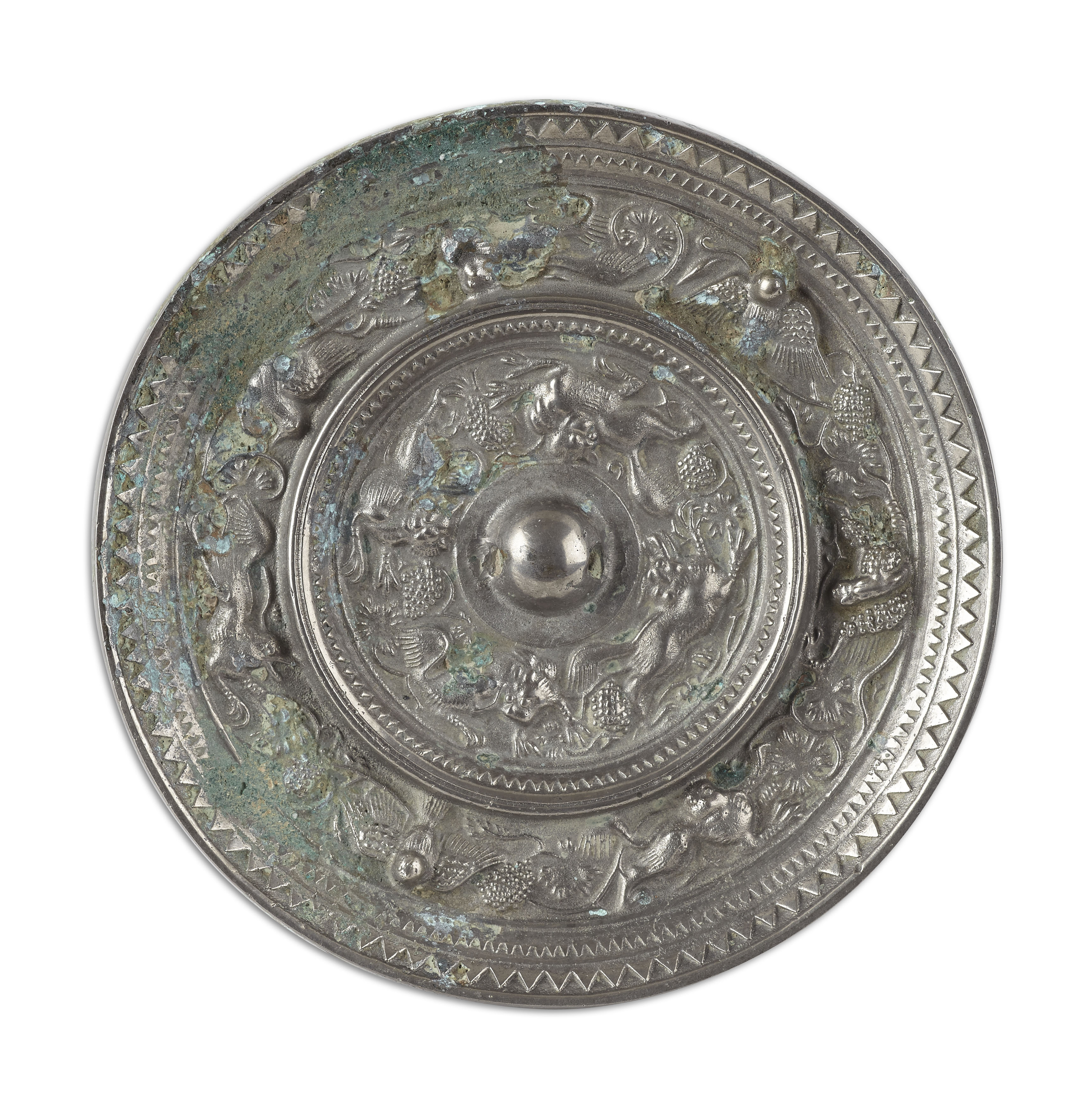 CHINESE SILVERED BRONZE MIRROR