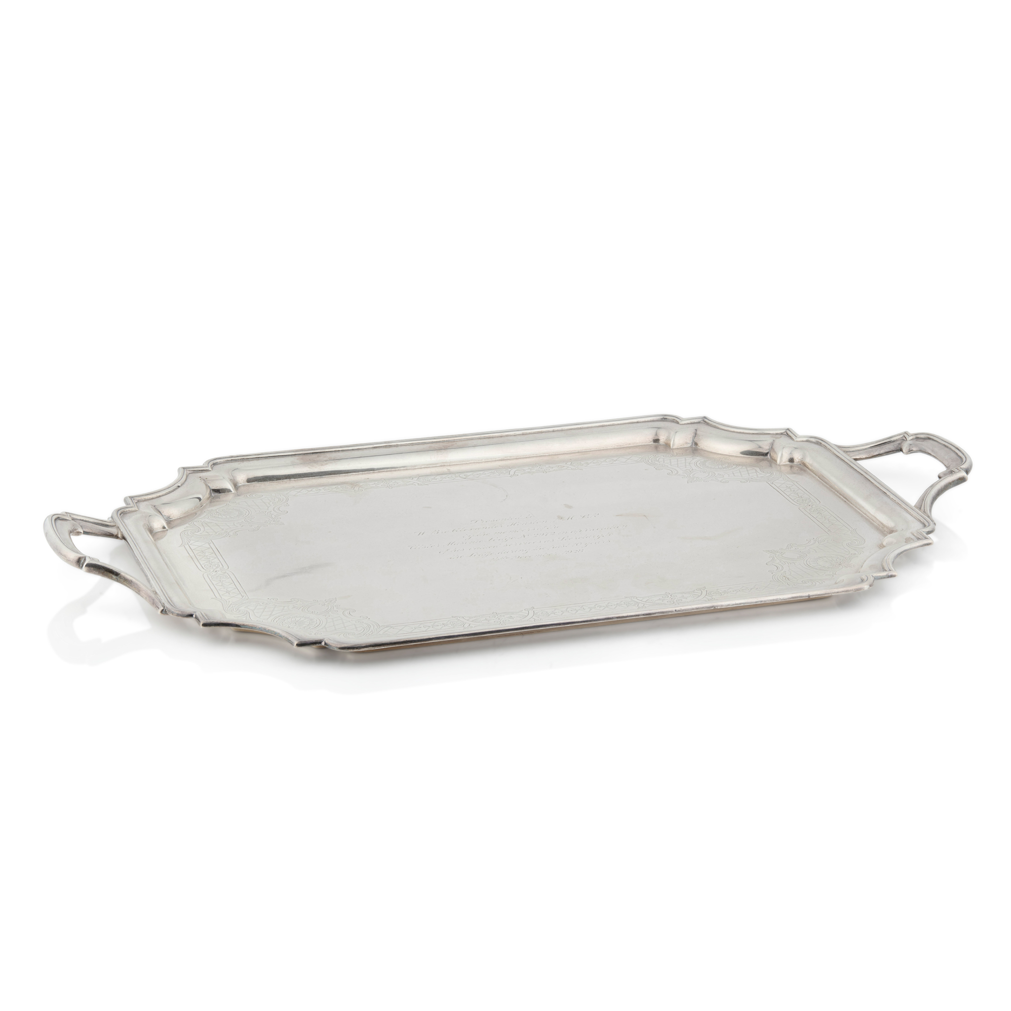A MODERN TWIN-HANDLED TRAY