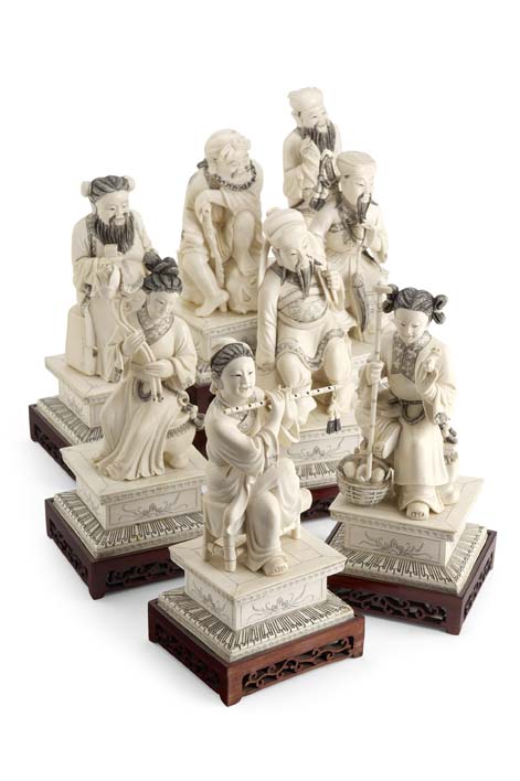 A set of early 20th century Chinese ivory Immortals