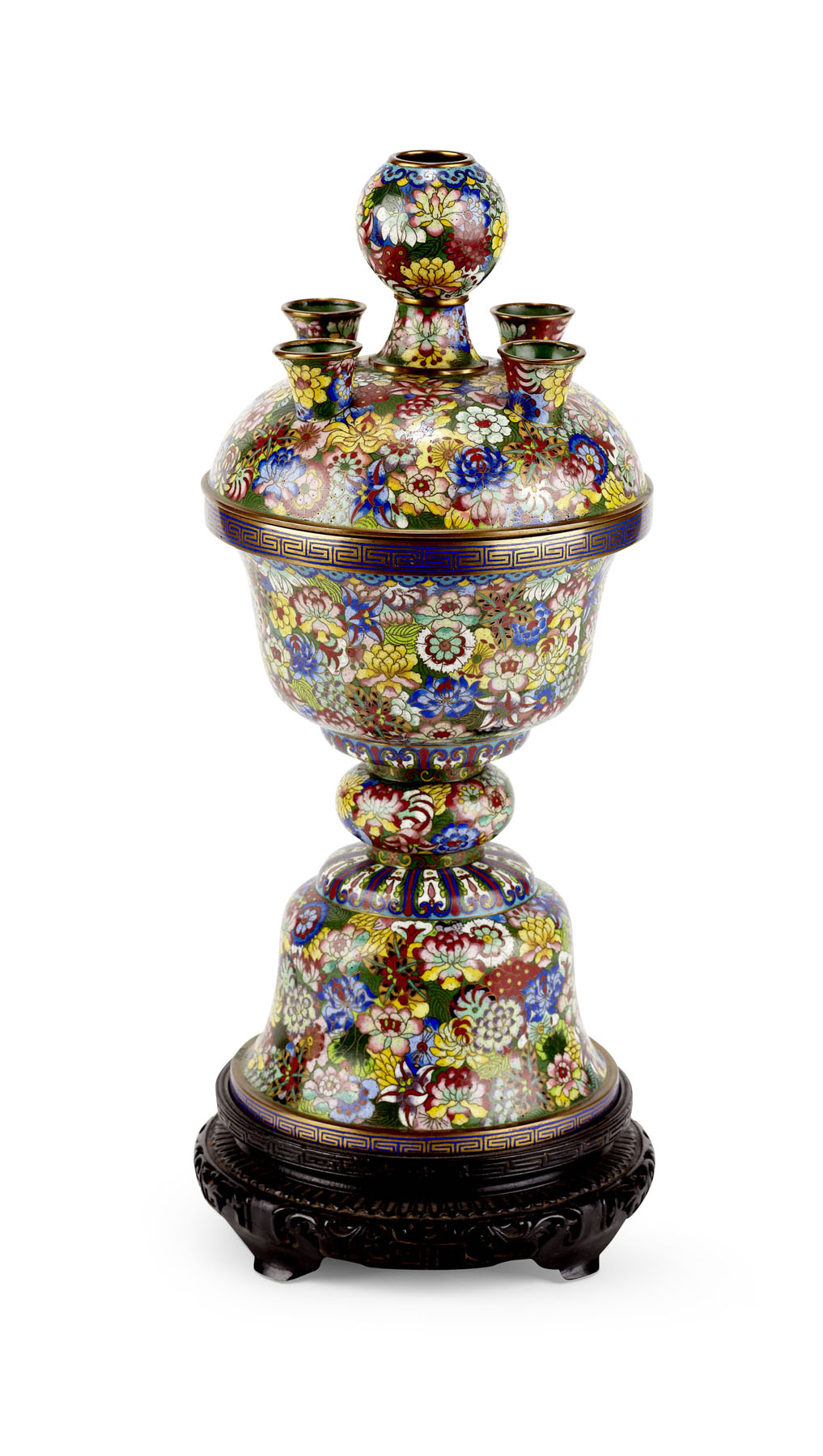 CHINESE CLOISONNÉ ENAMEL BULB POT AND COVER