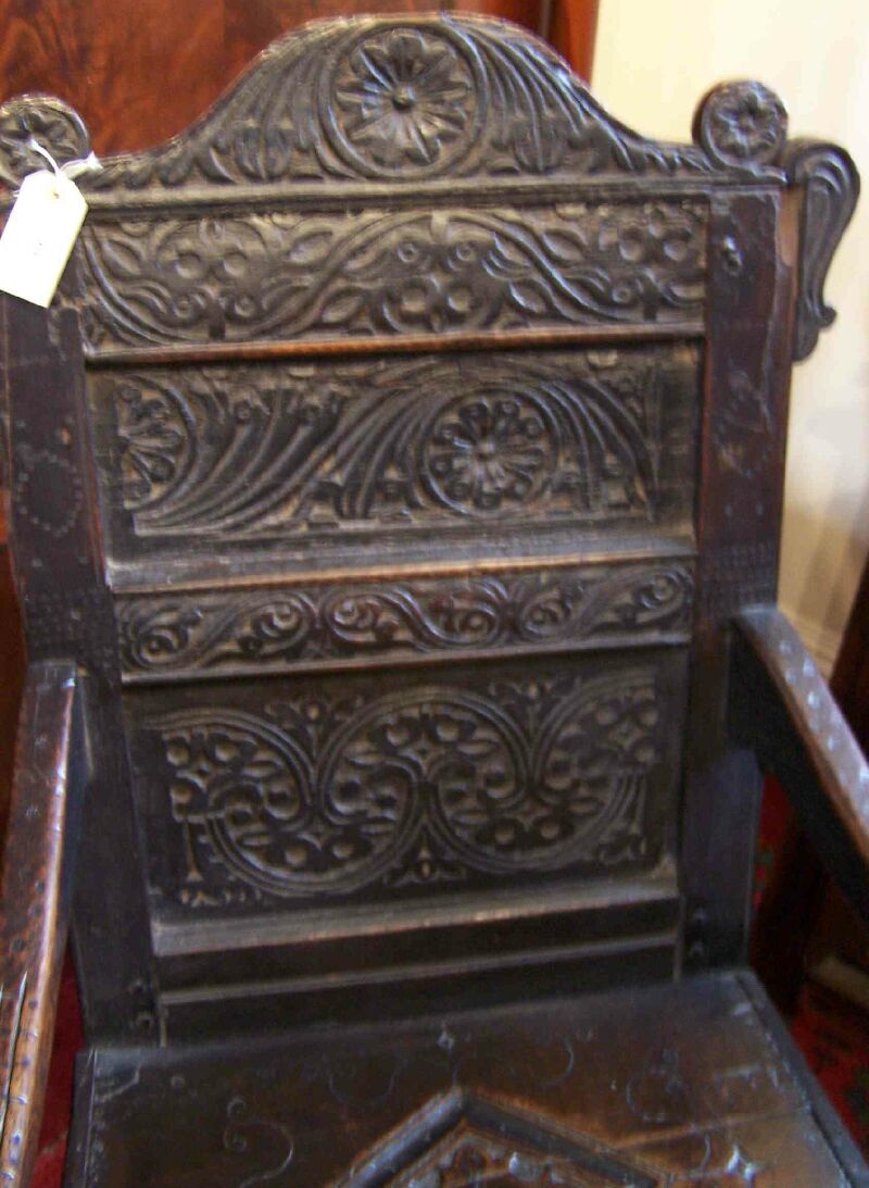 A late 17th century joined oak armchair