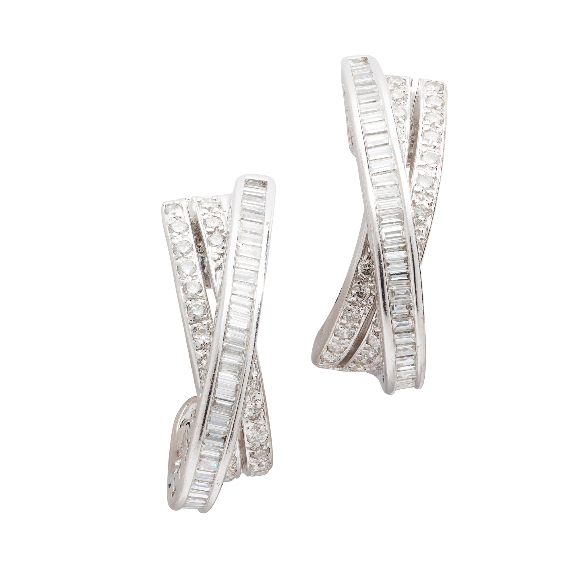 A pair of diamond hoop earrings
