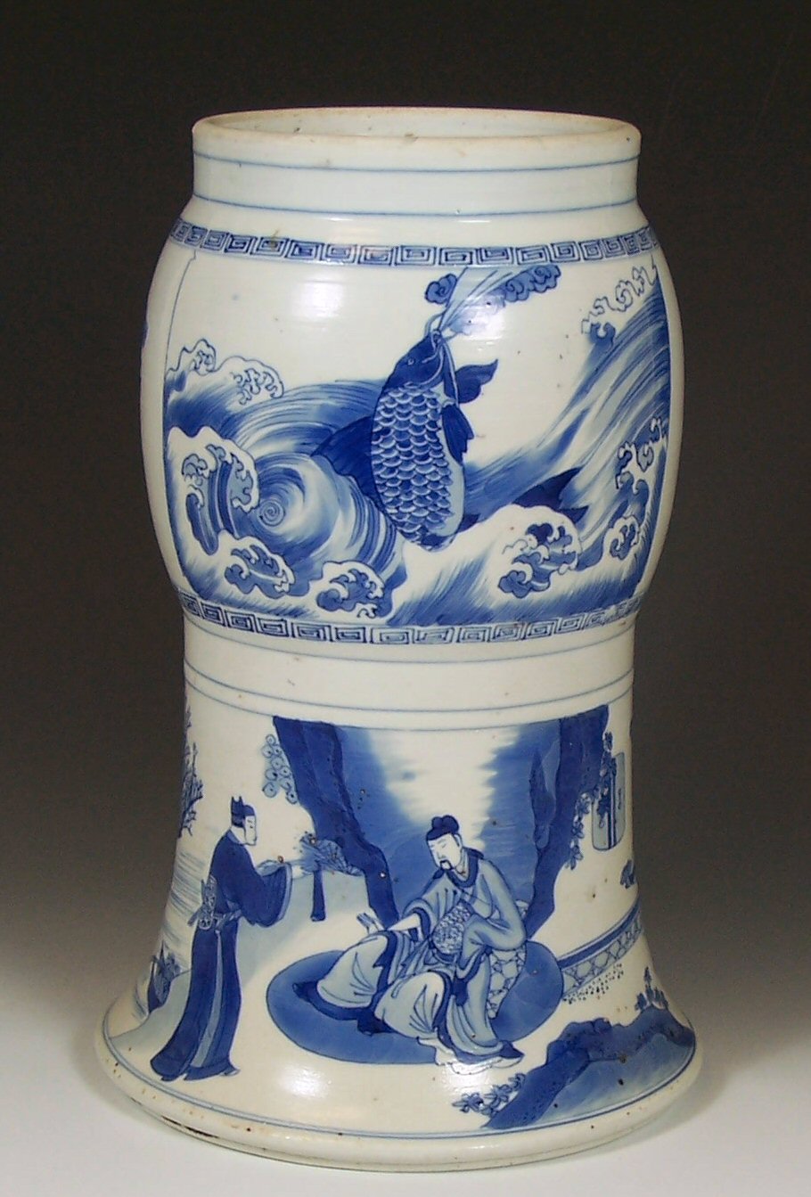 A Chinese Transitional style blue painted vase,