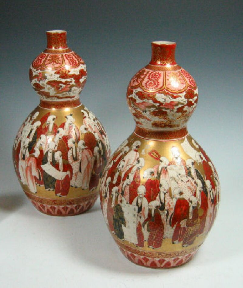A pair of Japanese Kutani vases
