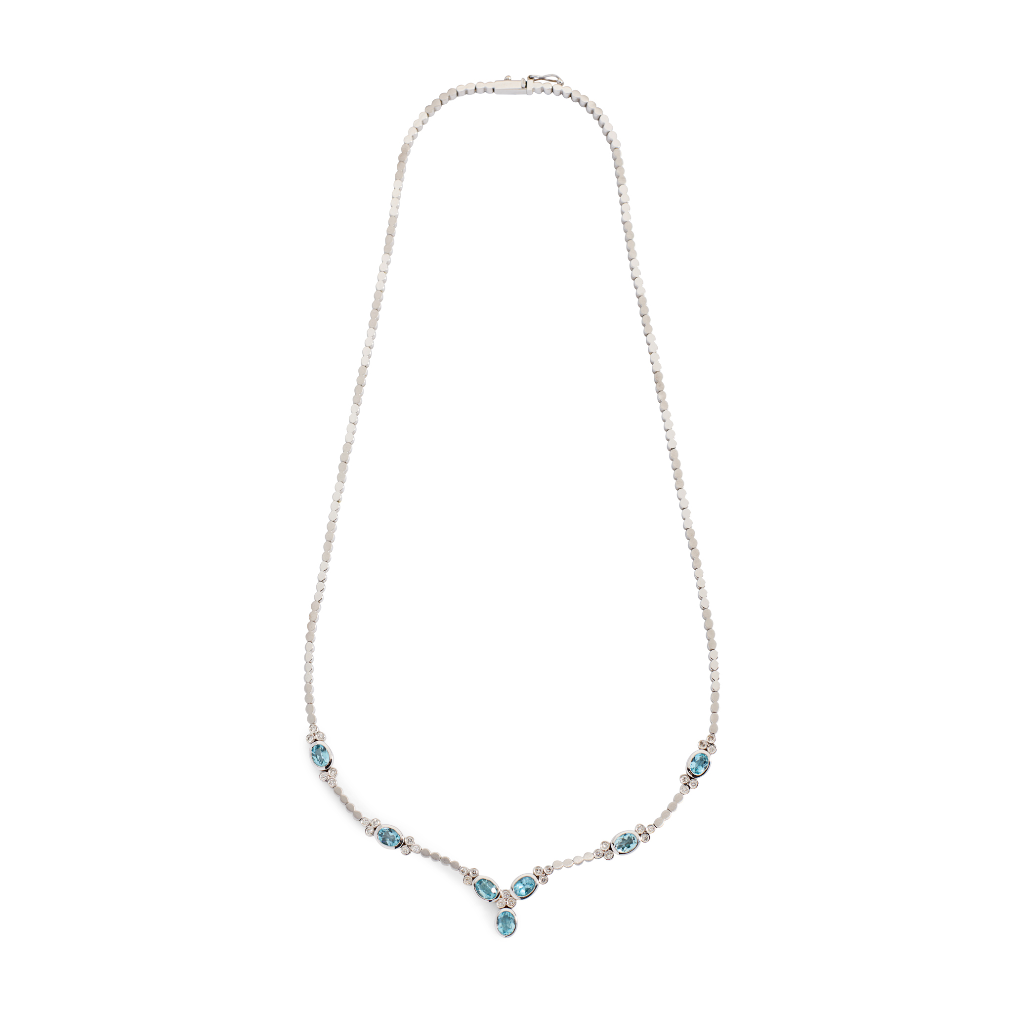 A blue topaz and diamond necklace