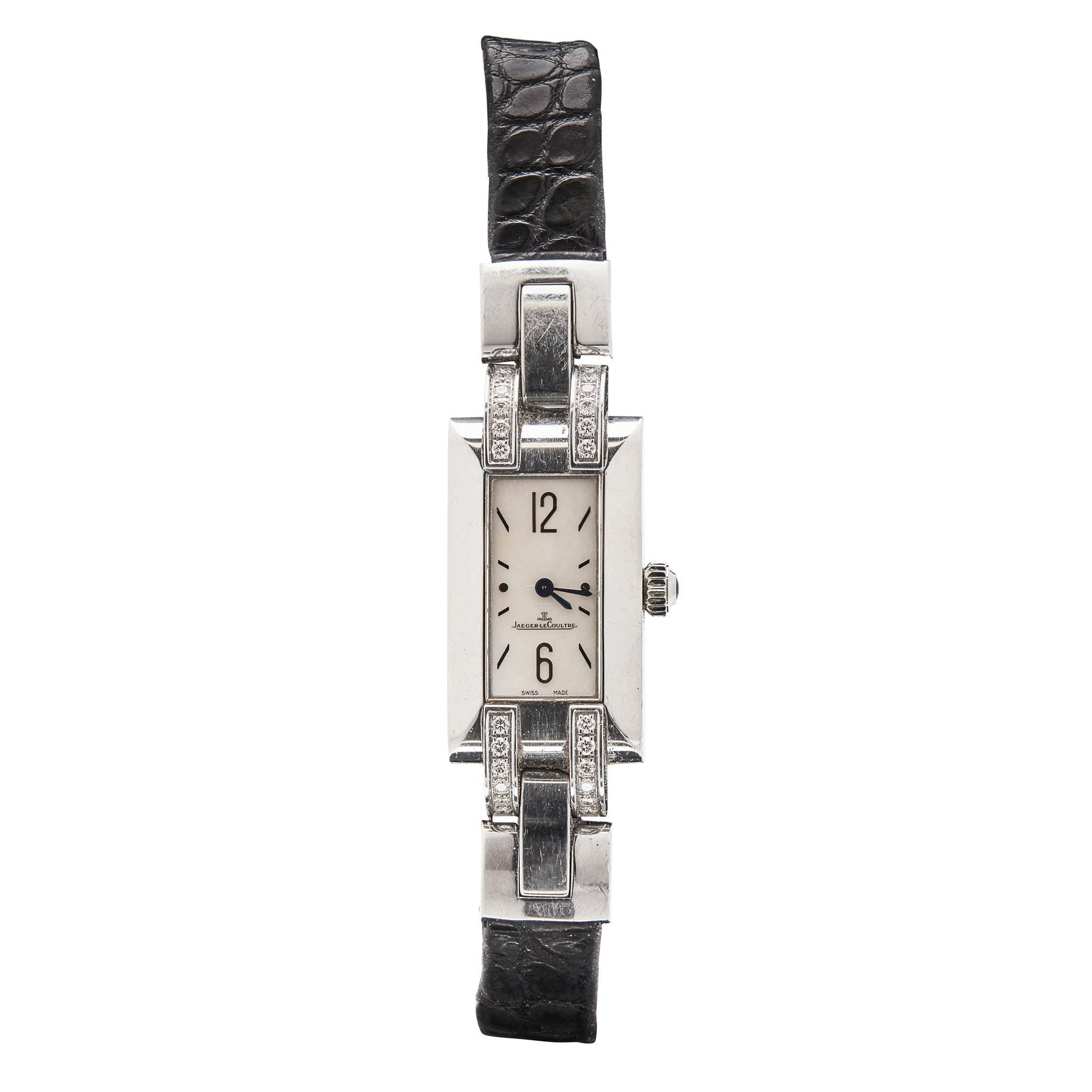 JAEGER-LeCOULTRE - A lady's stainless steel and diamond set wrist watch