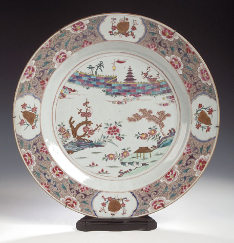 An 18th century Chinese export famille rose circular plate