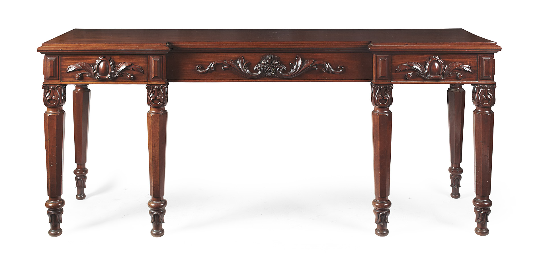 WILLIAM IV MAHOGANY INVERTED BREAKFRONT SERVING TABLE