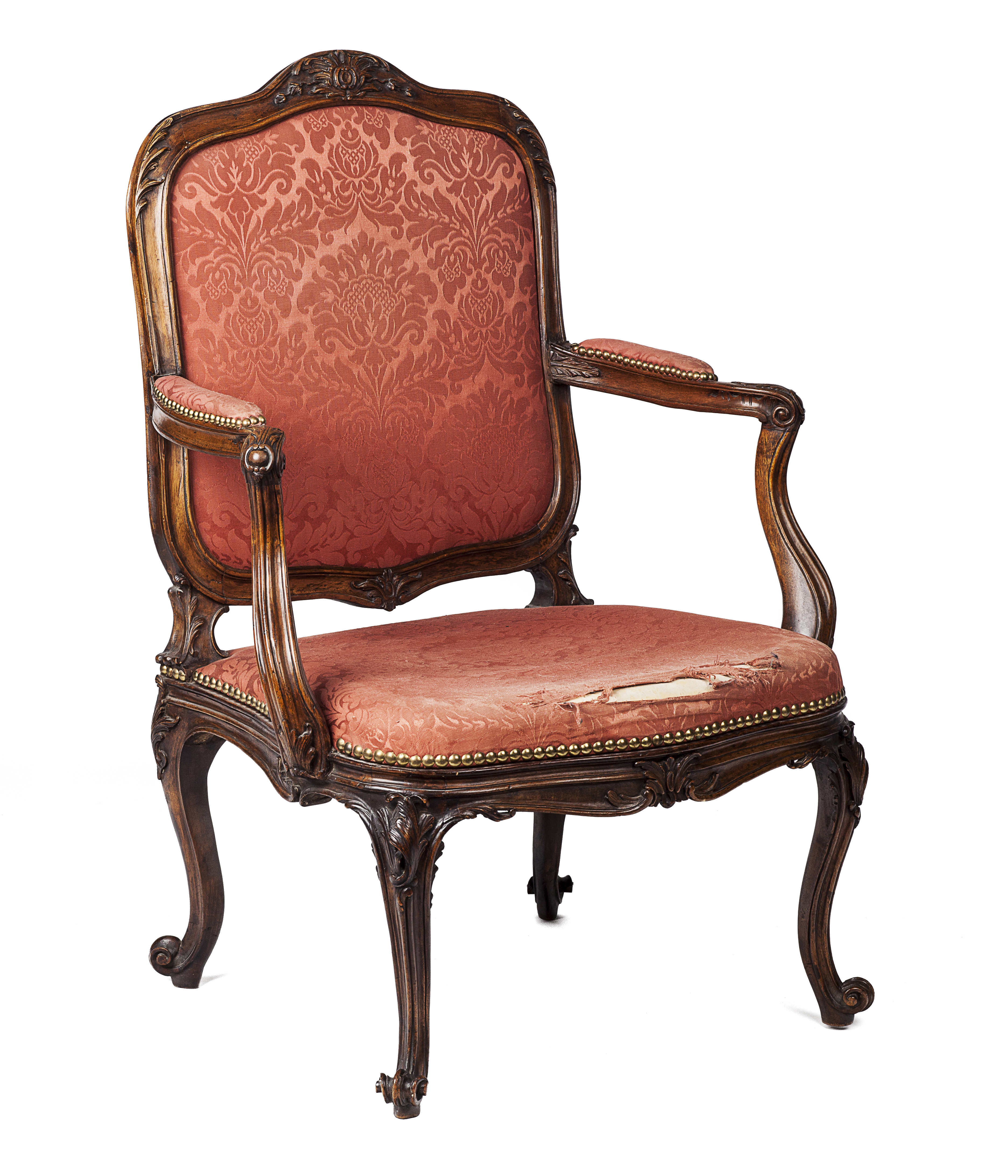 LOUIS XV WALNUT CHAISE A LA REINE
