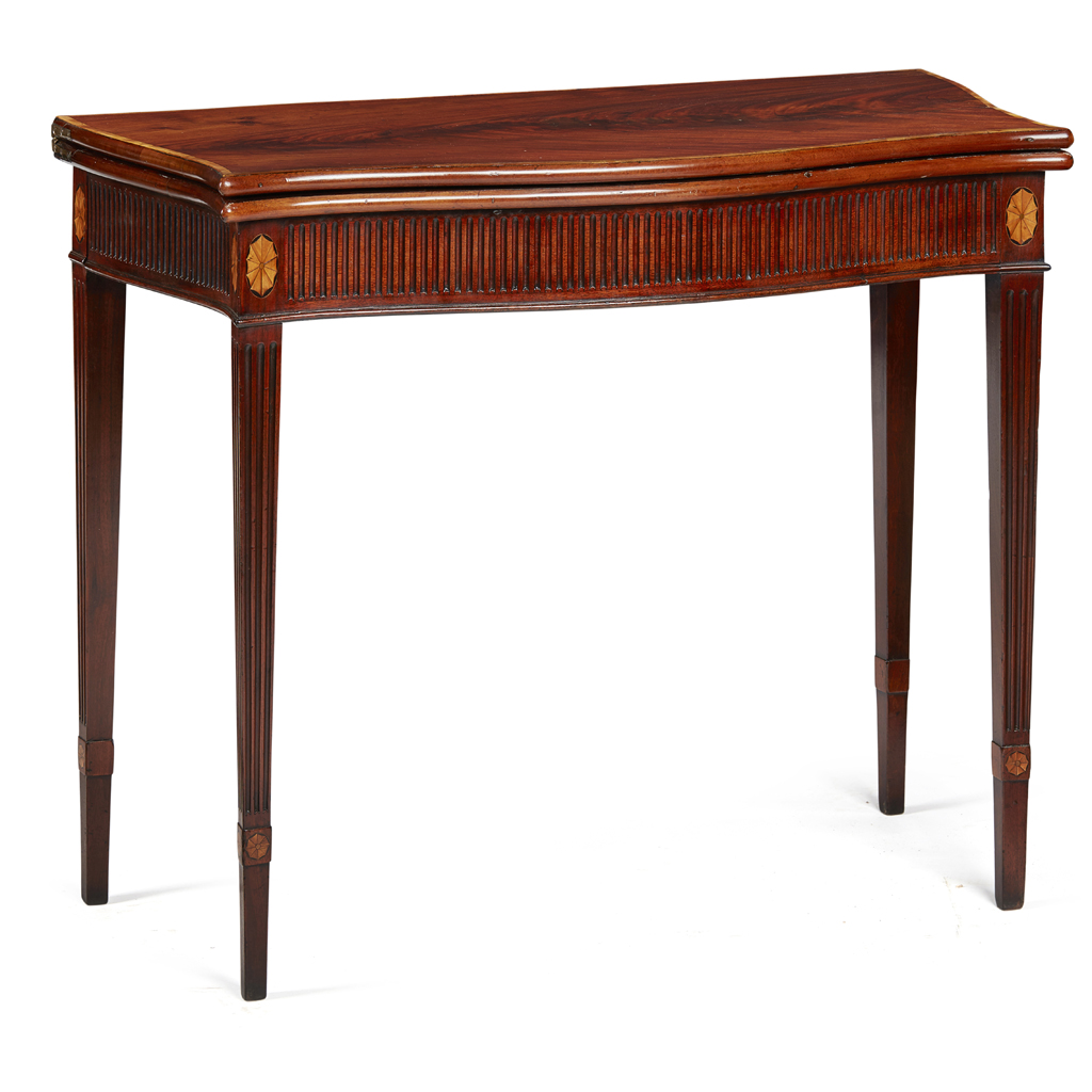 GEORGE III MAHOGANY SERPENTINE FOLD-OVER CARD TABLE
