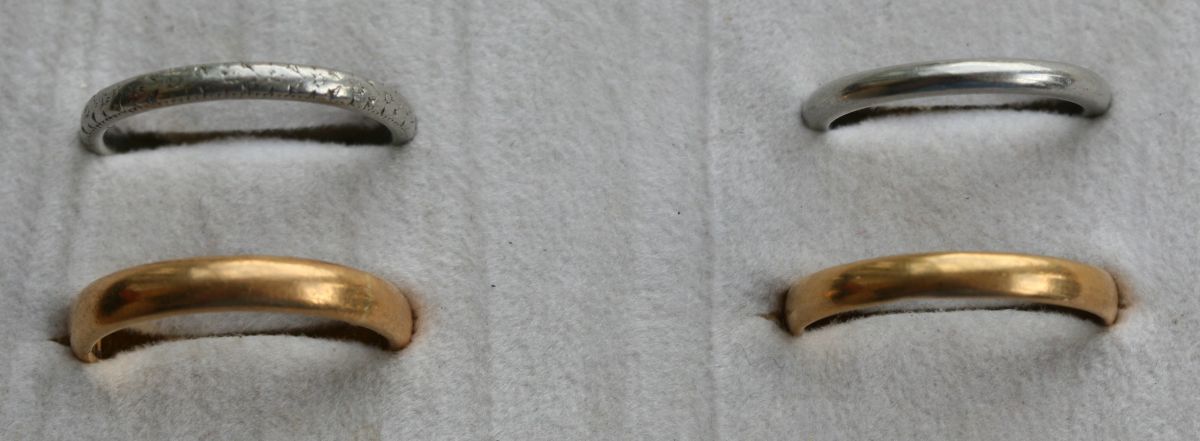 A group of four wedding bands