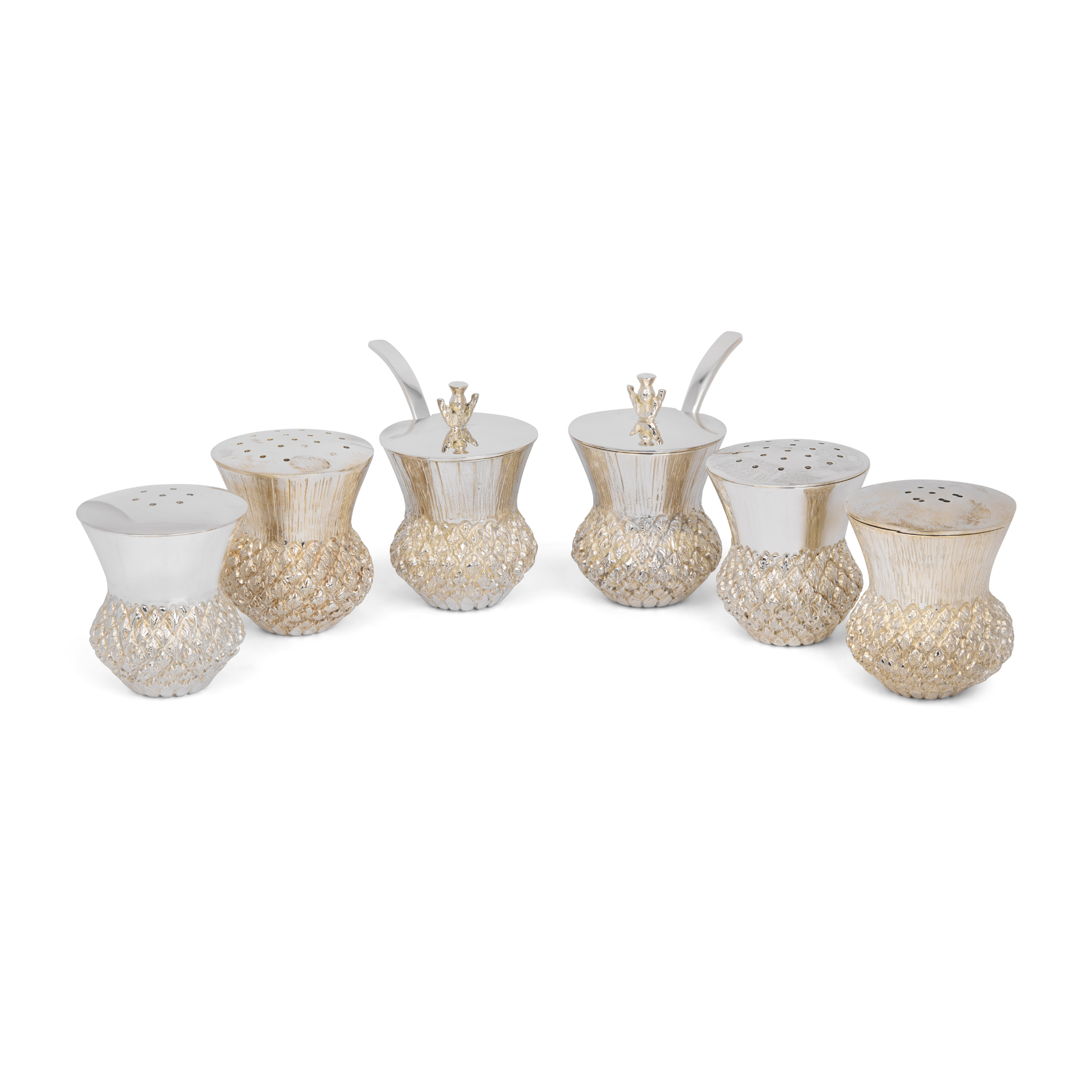 TWO CONTEMPORARY SILVER CRUET SETS
