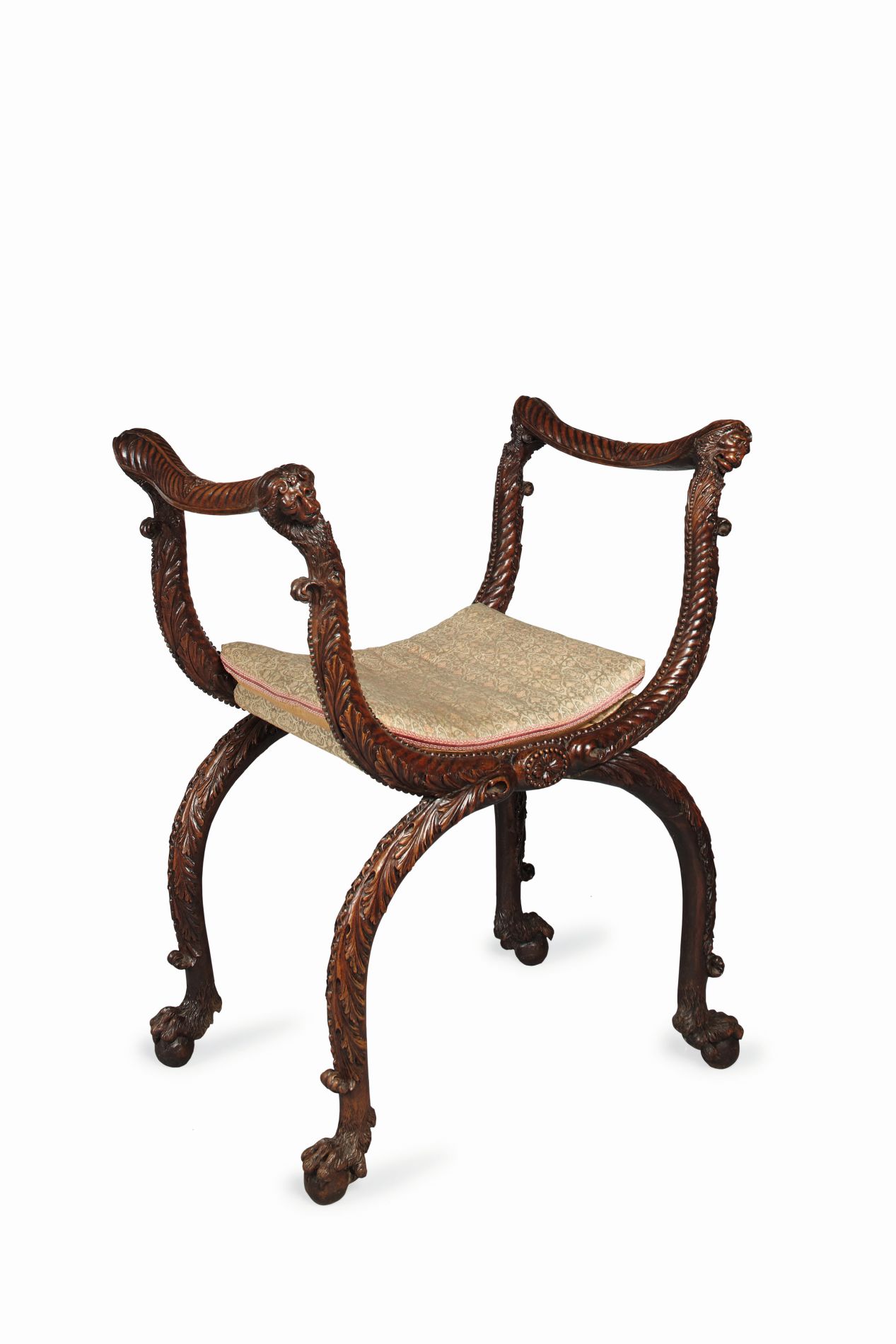 GOOD ITALIAN WALNUT X-FRAME CHAIR