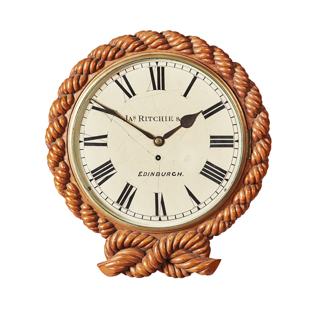 A SCOTTISH VICTORIAN WALL CLOCK BY JAMES RITCHIE & SONS, EDINBURGH