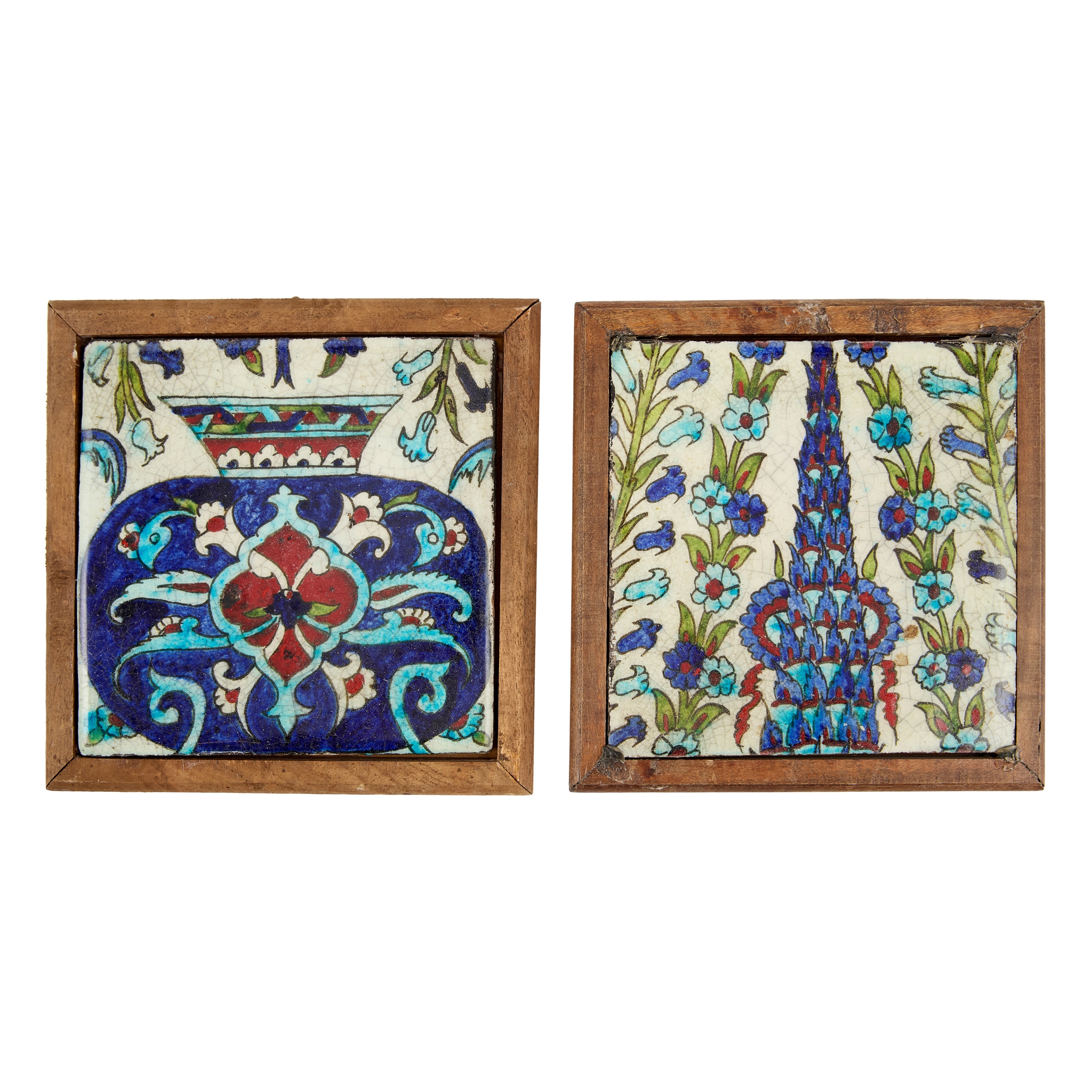 TWO IZNIK-STYLE POTTERY TILES