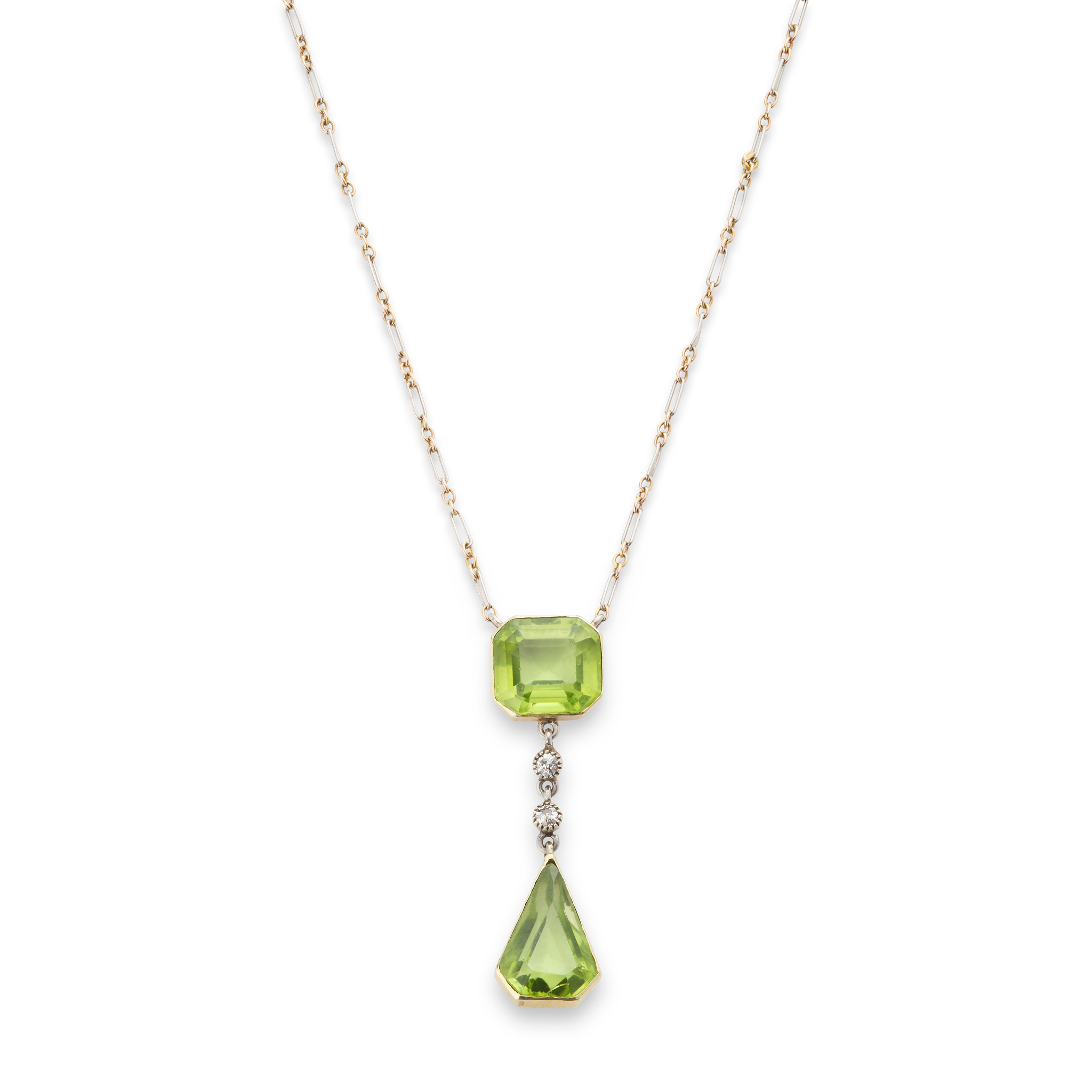 A peridot and diamond pendant necklace