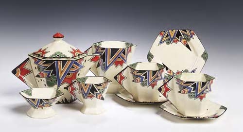 A Maling Art Deco part tea service,