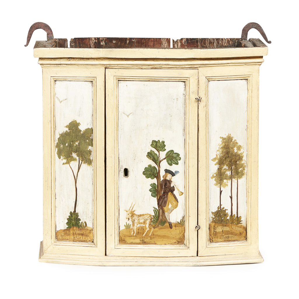 DUTCH CREAM PAINTED HANGING CABINET