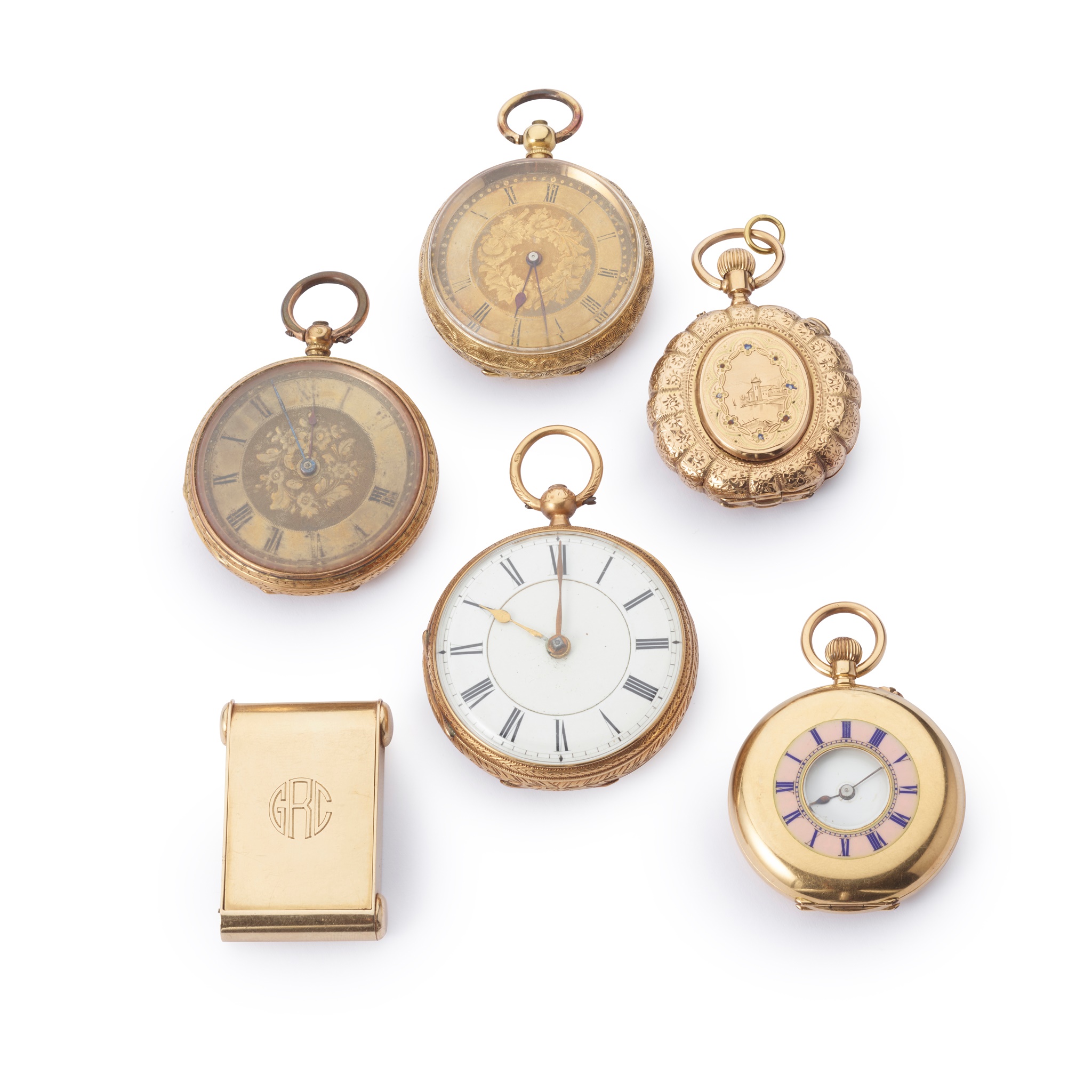 Five various fob watches