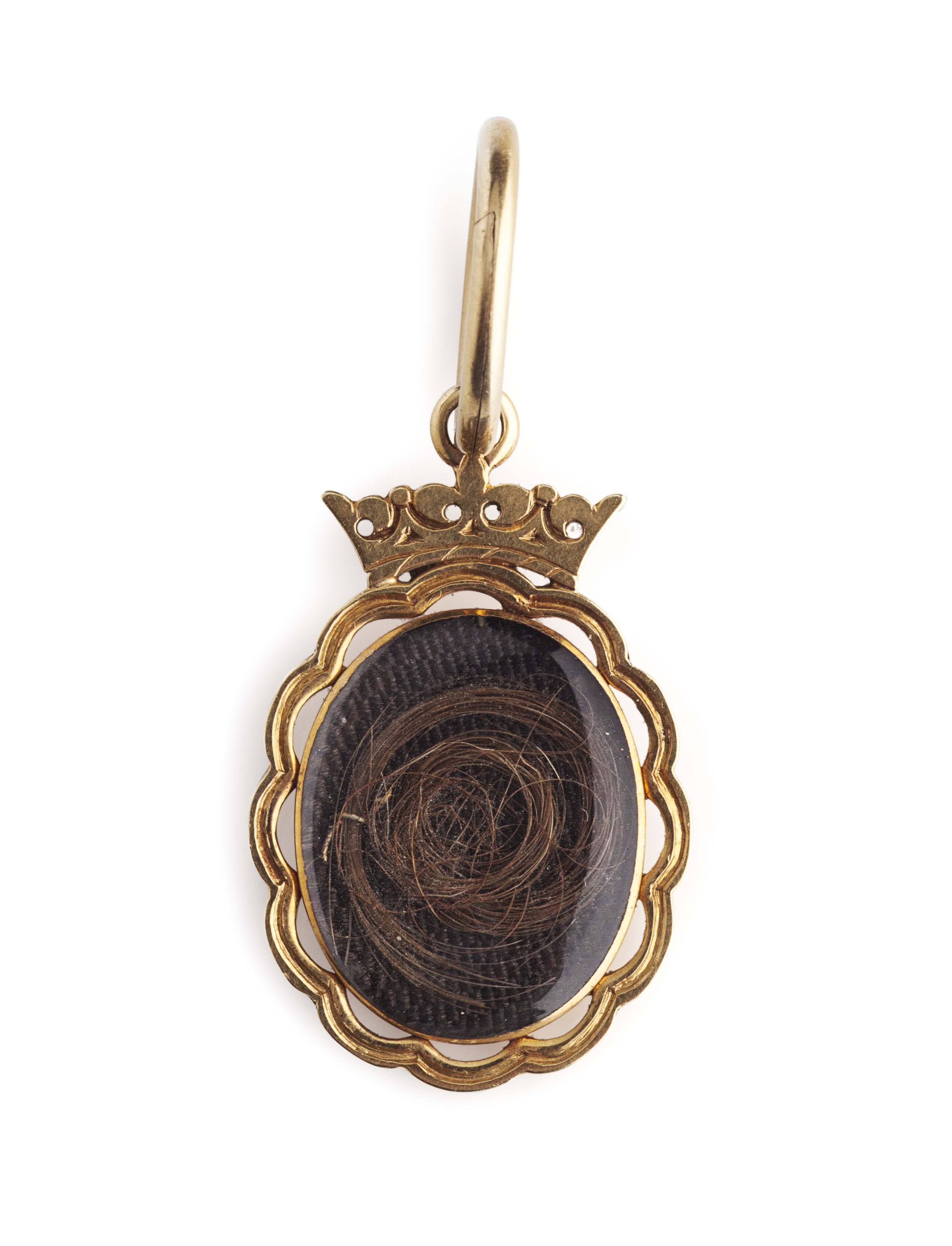 A fine 18th century gold pendant enclosing a lock of Prince Charles Edward Stuart's hair