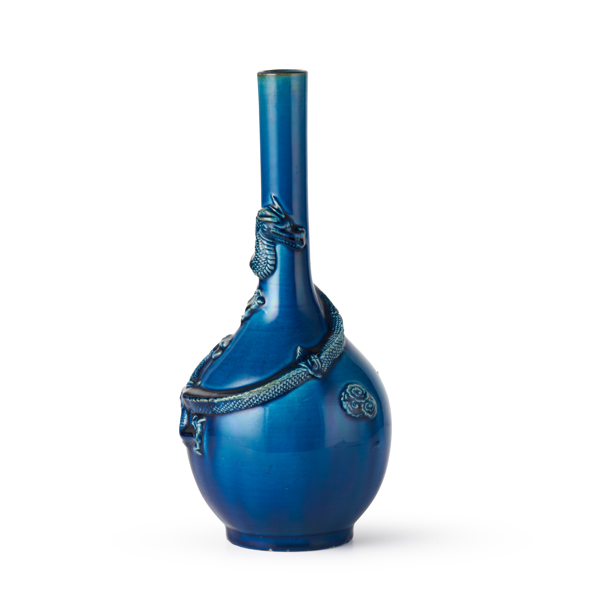 TURQUOISE-GLAZED MOULDED 'DRAGON' VASE