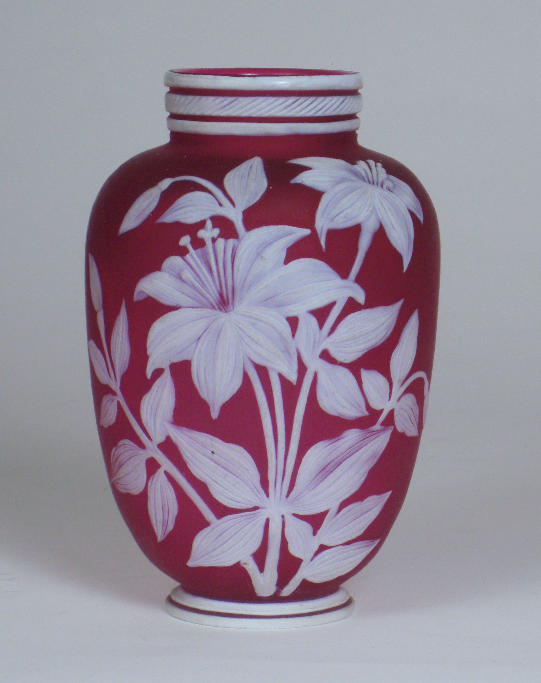 A late 19th century cameo glass vase In the manner of Thomas Webb