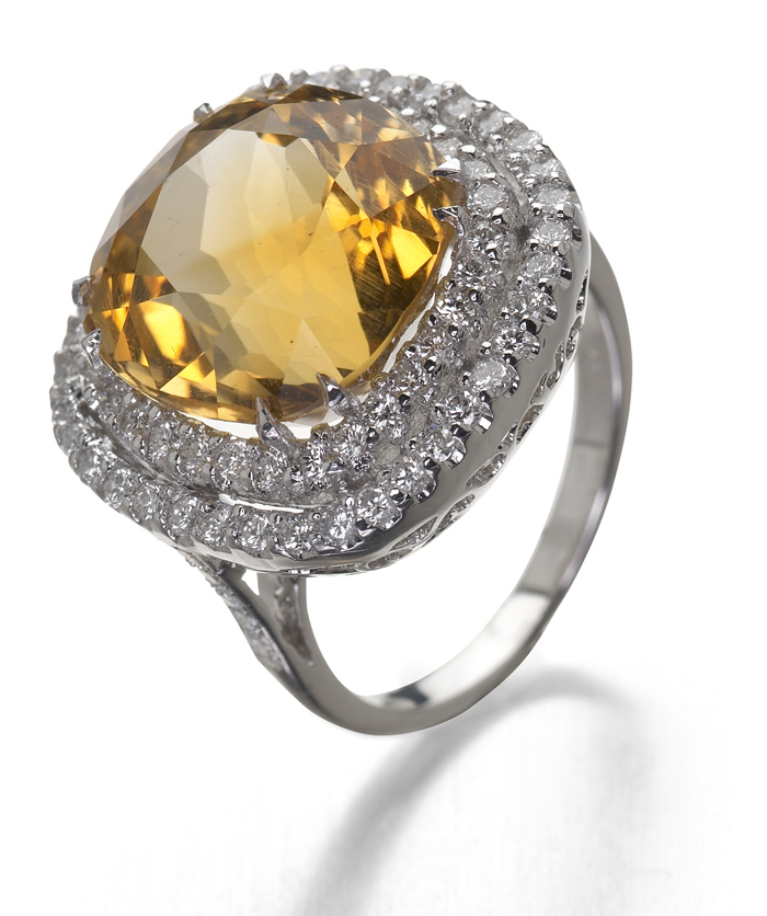 A citrine and diamond cluster ring,