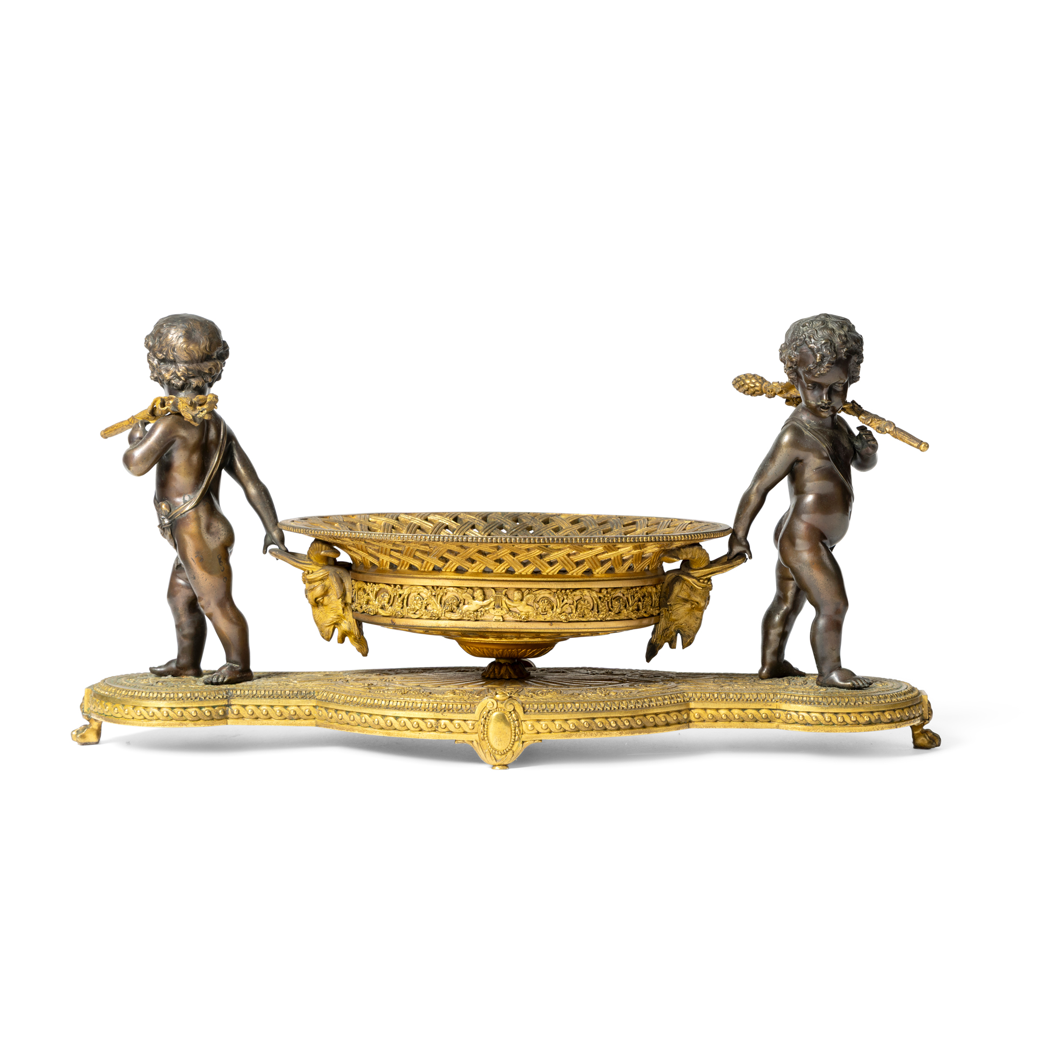 A FRENCH BRONZE AND GILT METAL CENTREPIECE