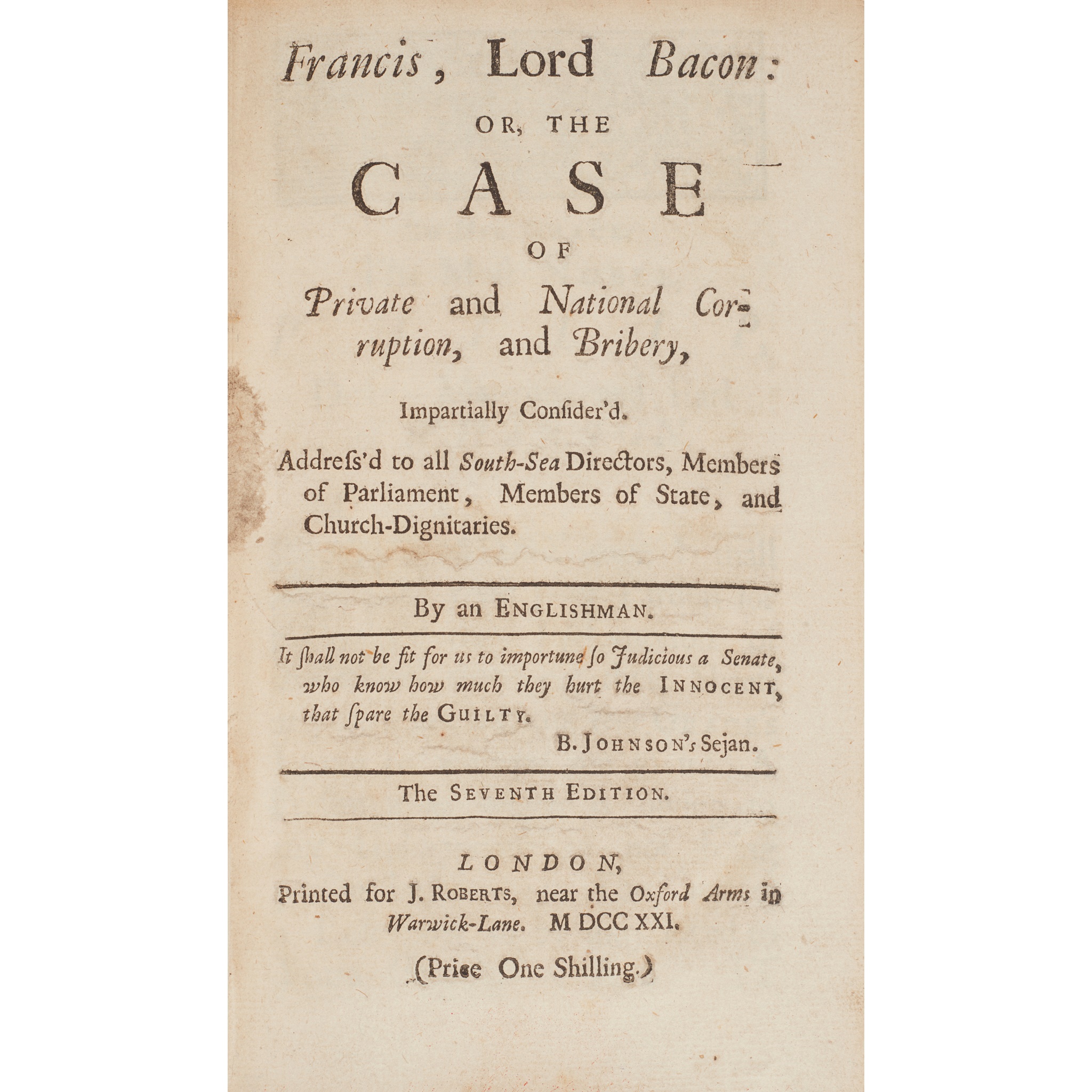 Politics in 1721-22: a collection of 7 pamphlets in one volume