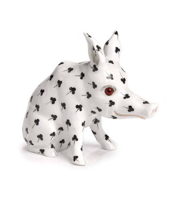 A Continental School figure of a seated pig,