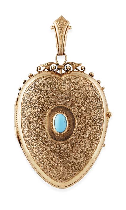 A Victorian rose gold heart shaped locket