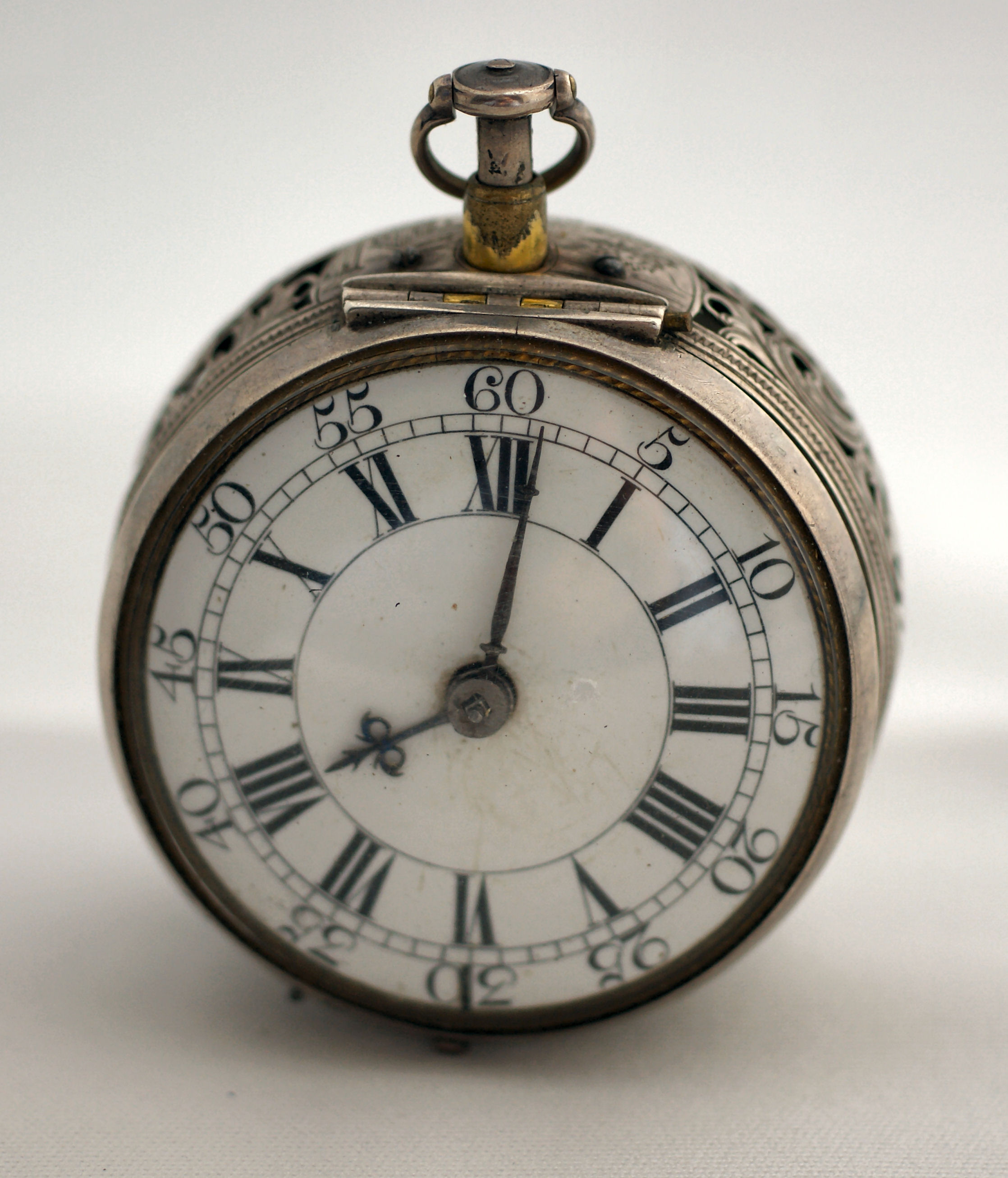 An 18th century silver pair cased pocket watch with repeater action
