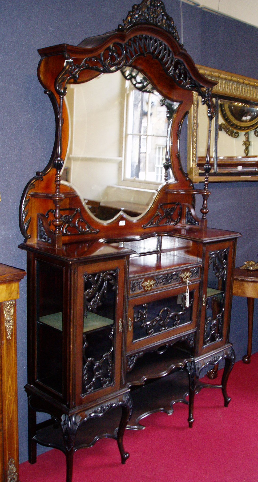 A late Victorian mahogany display cabinet,