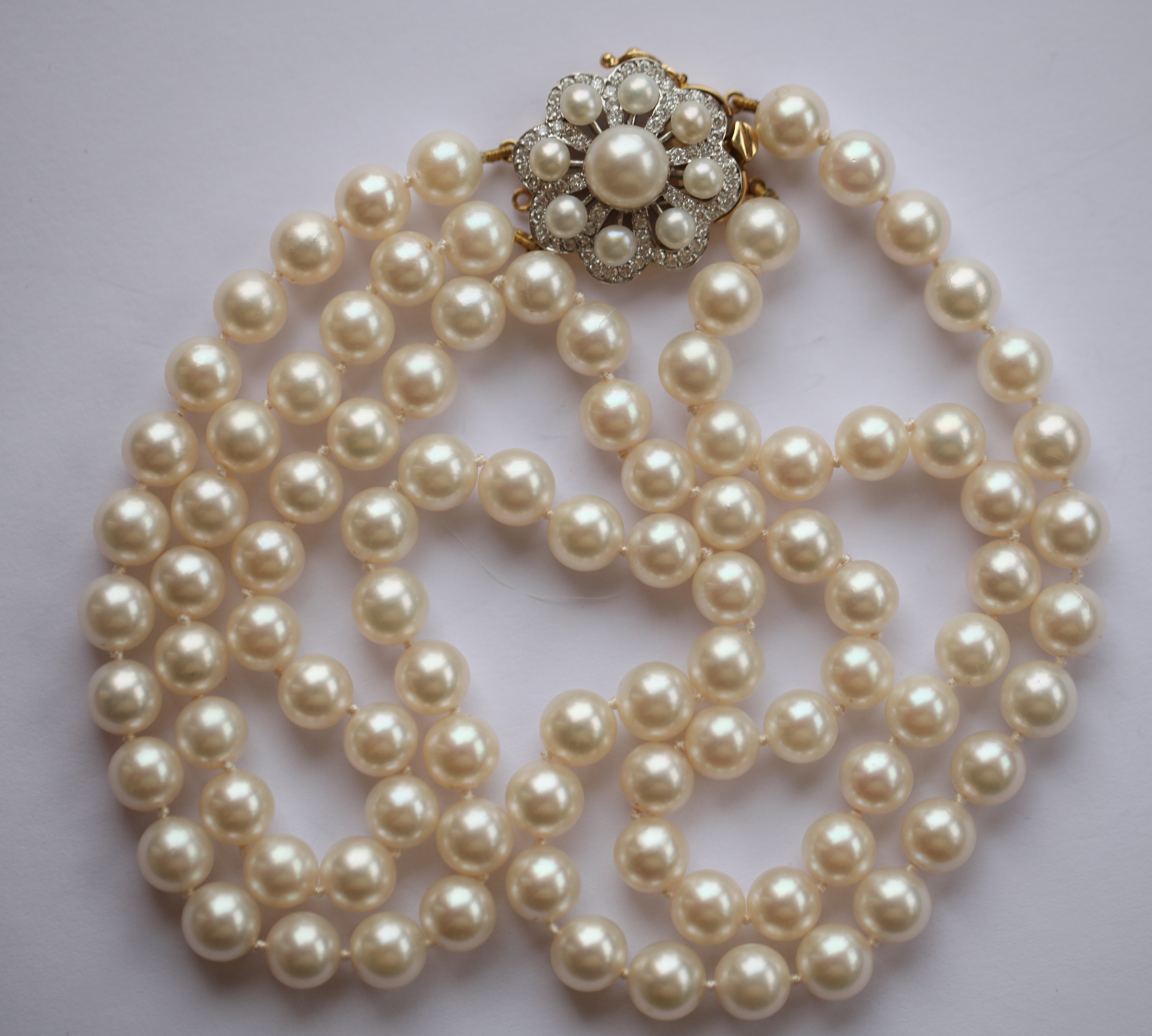 A two-row cultured pearl necklace