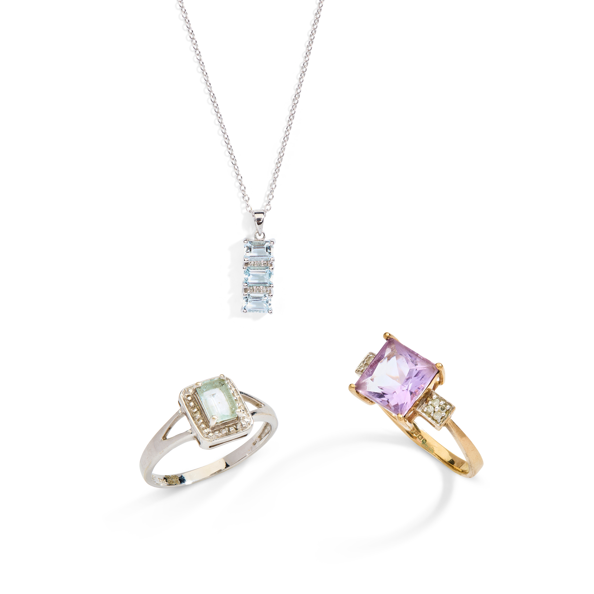 A collection of 9ct gold gem-set jewellery