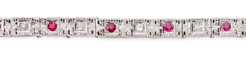 A ruby and diamond set line bracelet