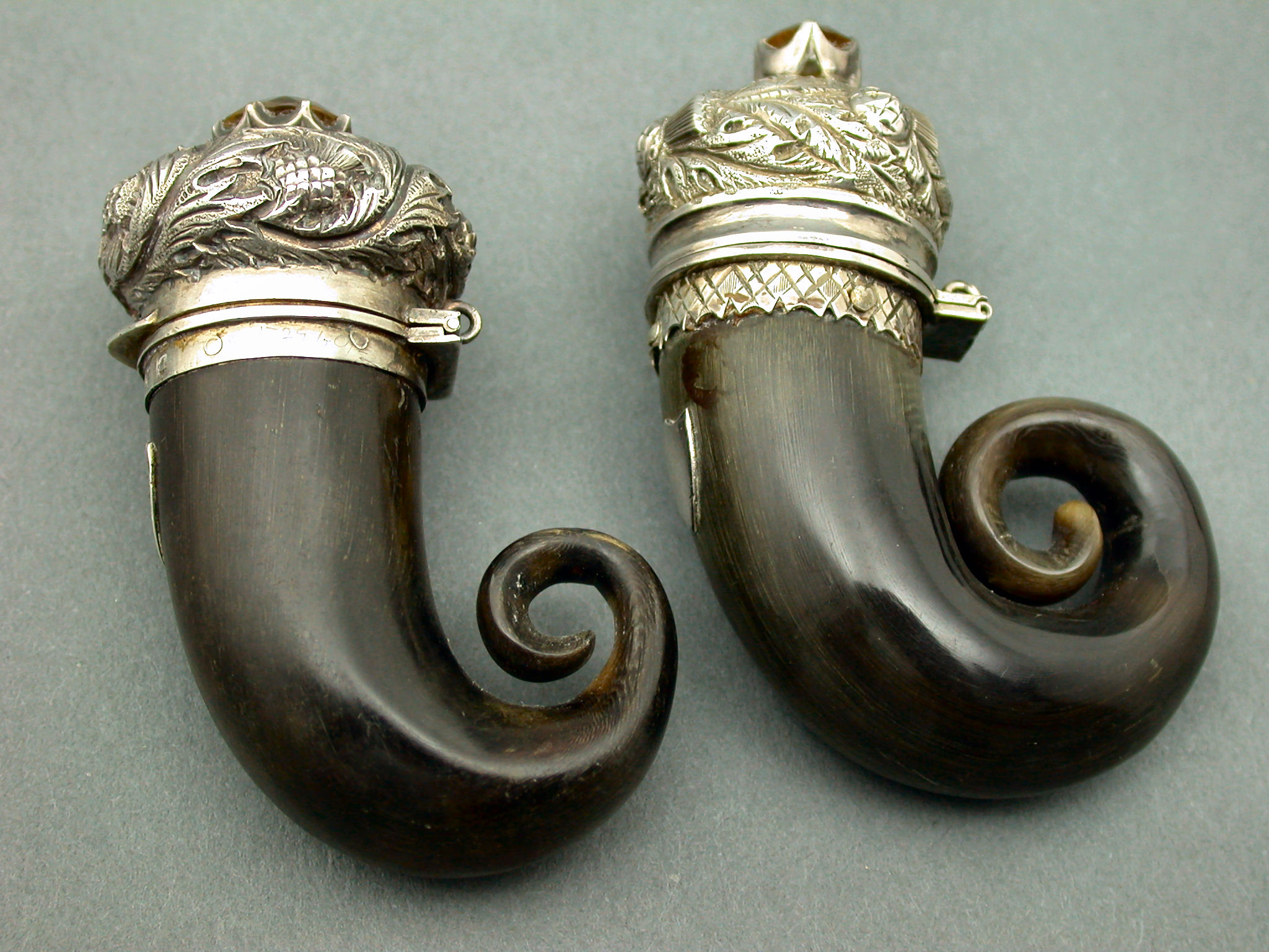 An Edwardian Scottish mounted horn snuff mull,