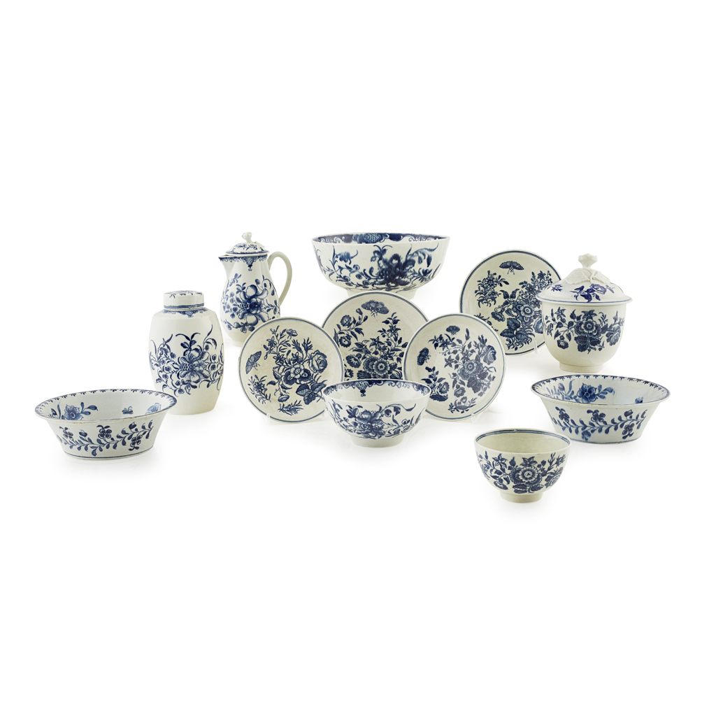 GROUP OF ENGLISH BLUE AND WHITE PORCELAIN