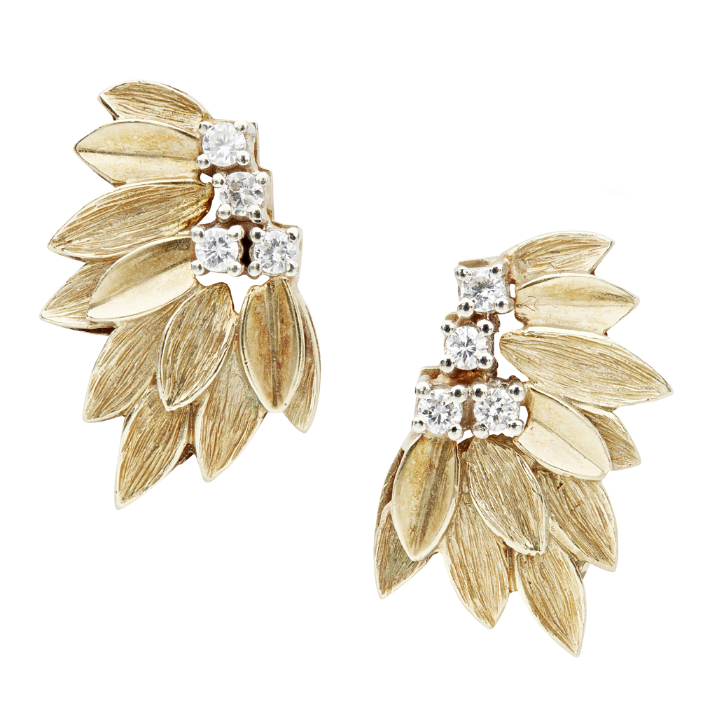 A pair of 1970s diamond set earrings