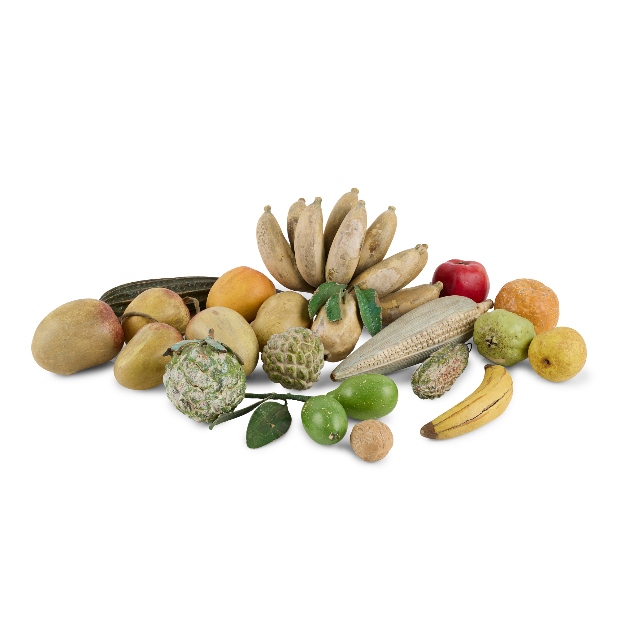 COLLECTION OF CARVED AND PAINTED FRUIT AND VEGETABLES