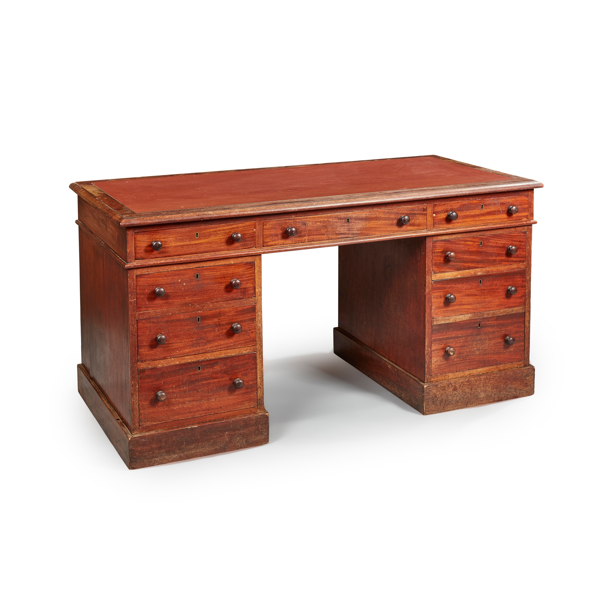 A VICTORIAN MAHOGANY PEDESTAL DESK