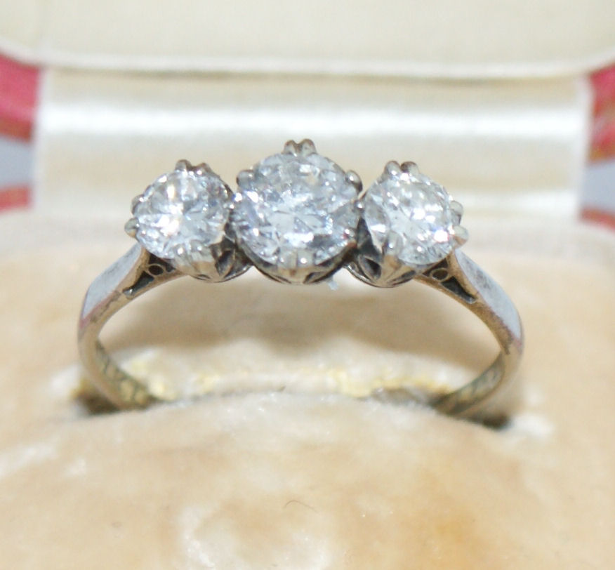 A three stone diamond ring