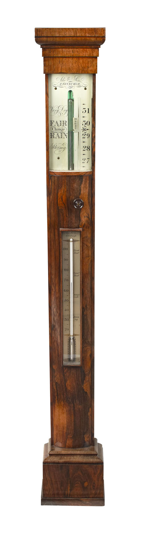 A ROSEWOOD STICK BAROMETER BY ADIE & SON, EDINBURGH