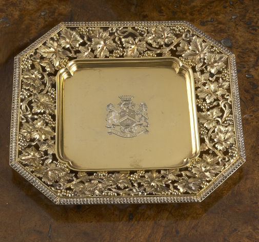 A Victorian silver gilt waiter