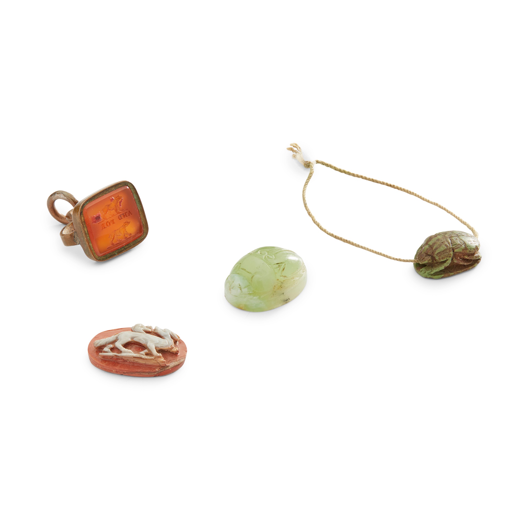 An ancient Egyptian Faience Scarab