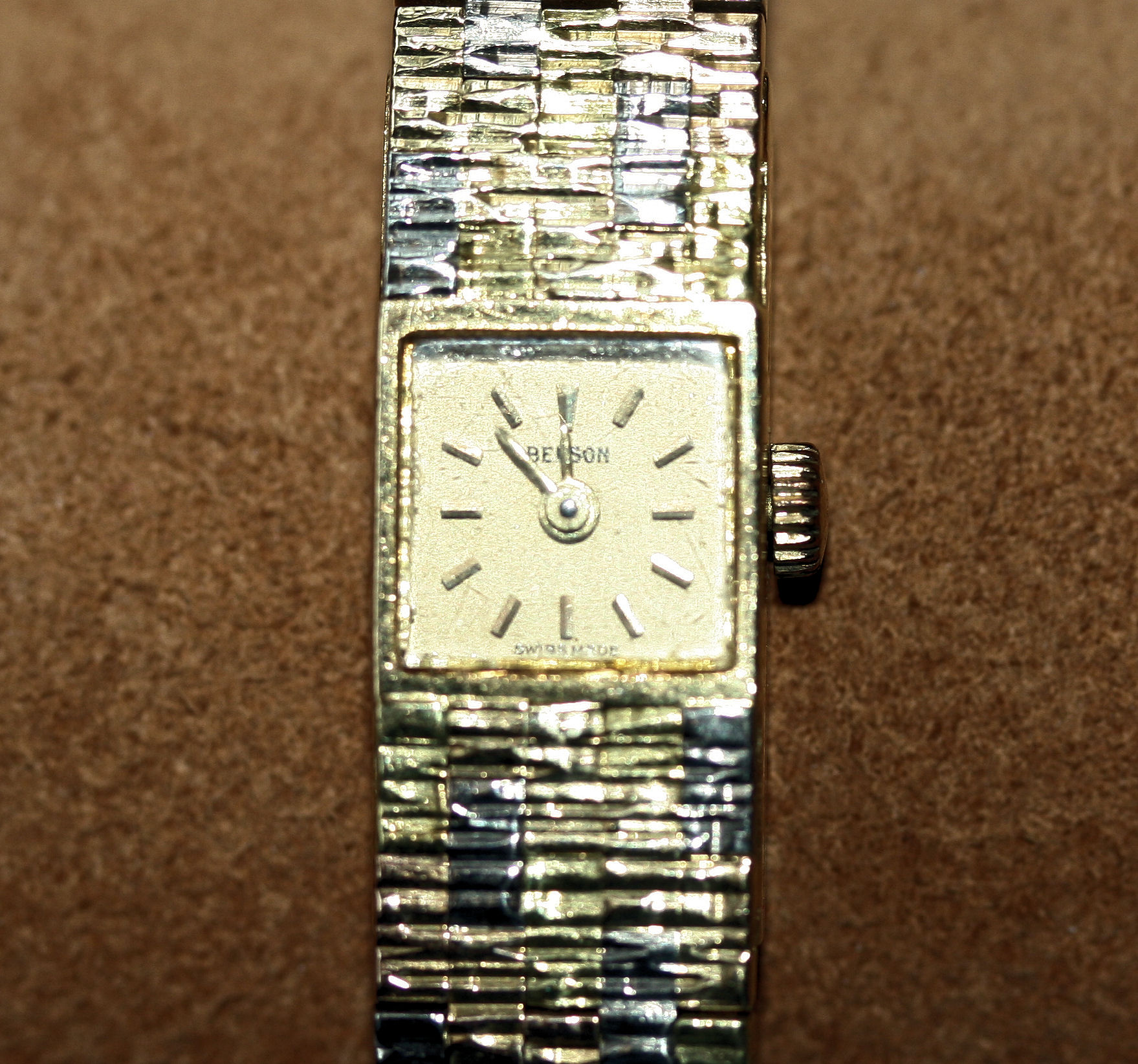 BENSON - a lady's three colour 18ct gold wrist watch