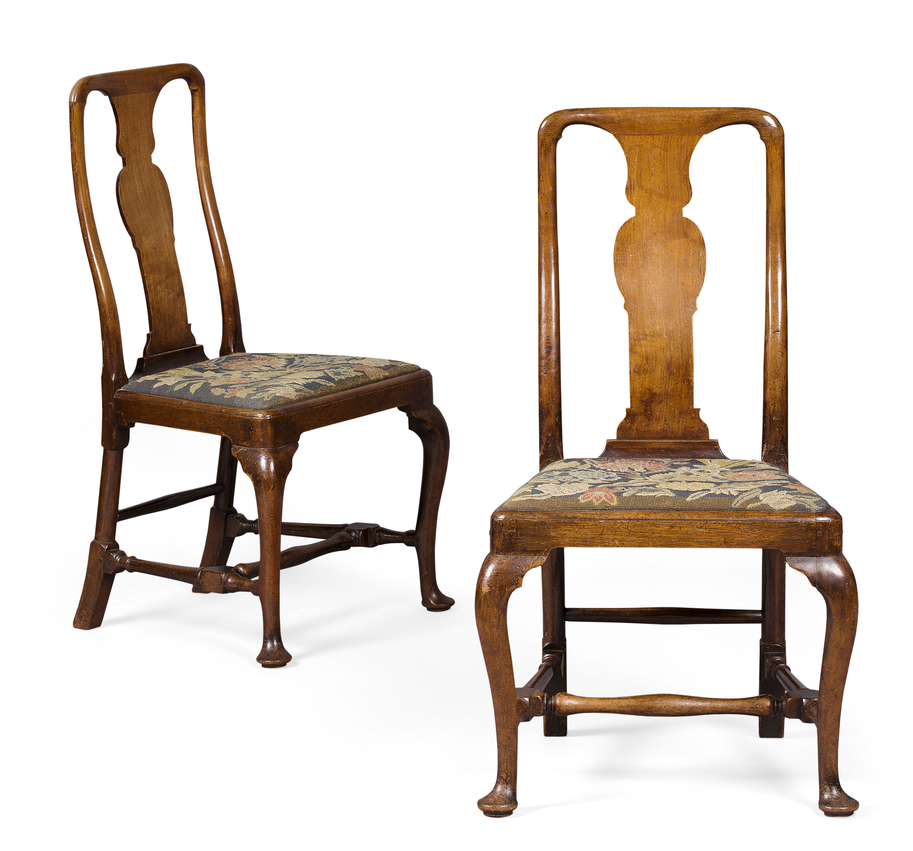 PAIR OF GEORGE II STYLE WALNUT SIDE CHAIRS