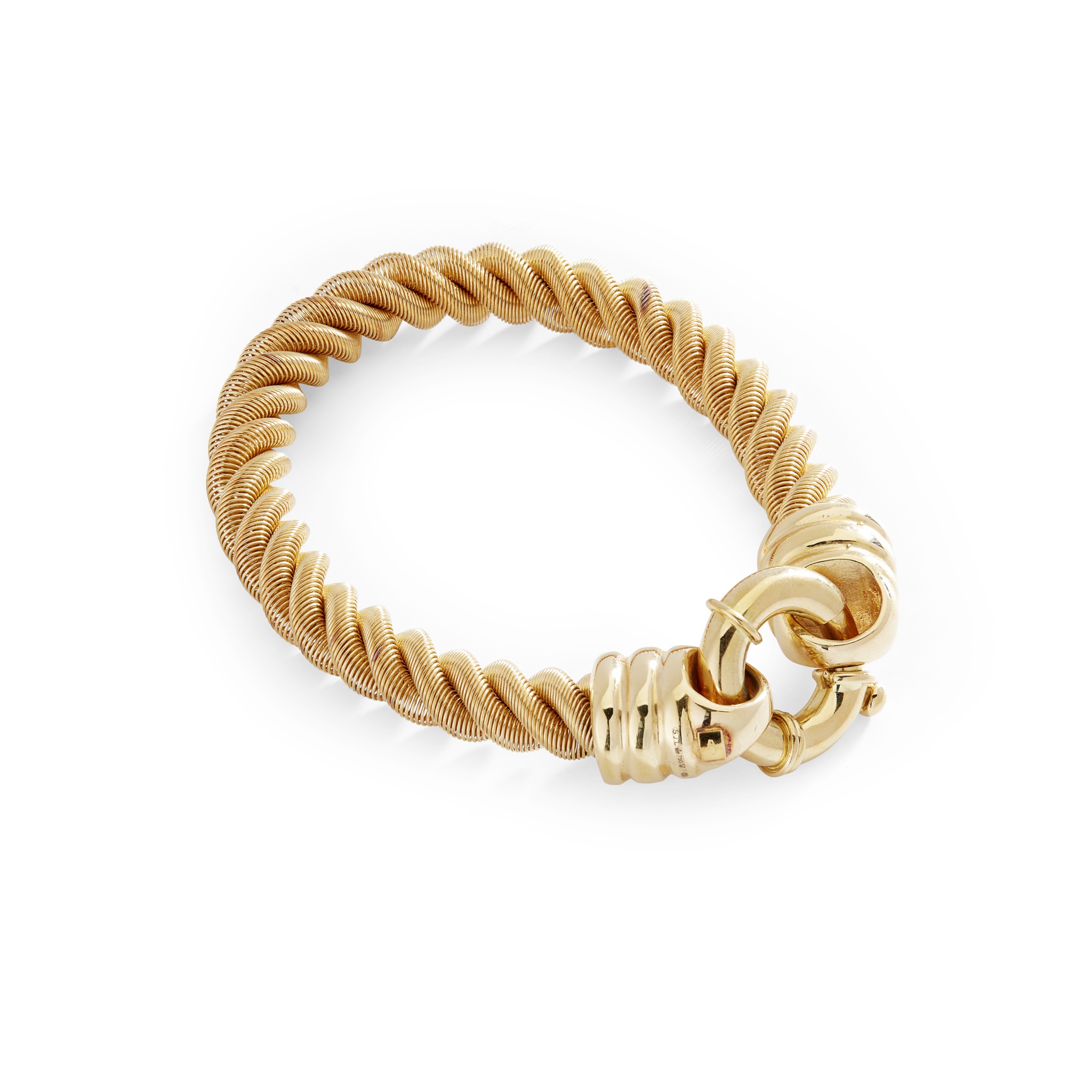 A gold rope-twist bracelet