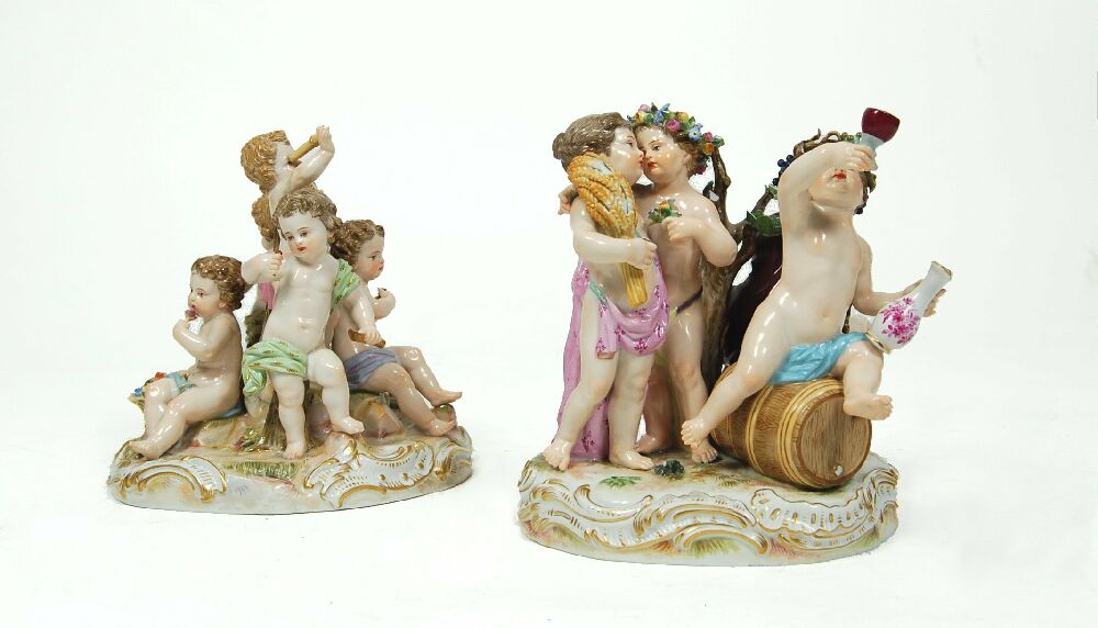 A pair of 19th century Meissen figure groups